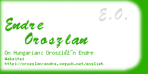 endre oroszlan business card